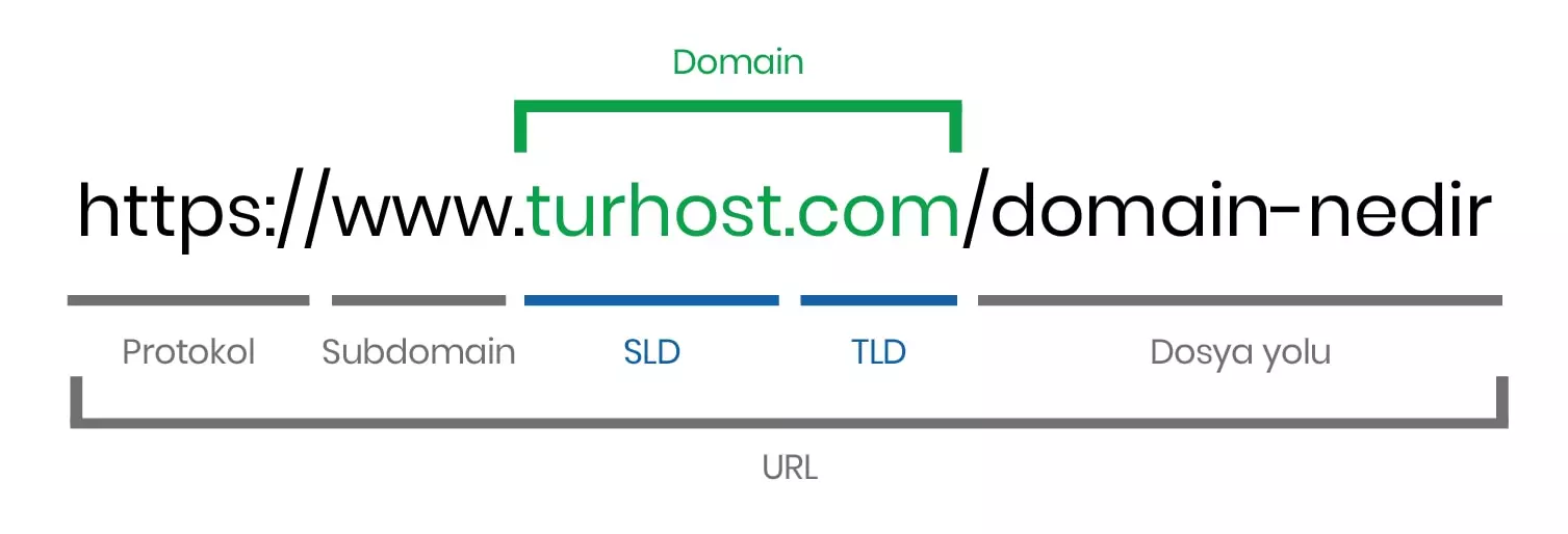 Bir domainin SLD ve TLD adında iki temel bölümden oluşur.