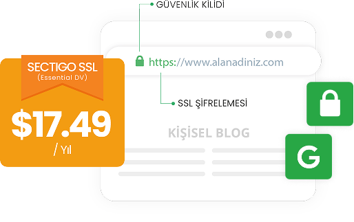<h1>SSL Sertifikası</h1> <span class='text-2xl mb-2 block'>Hızlı, Ekonomik, SEO uyumlu</span>