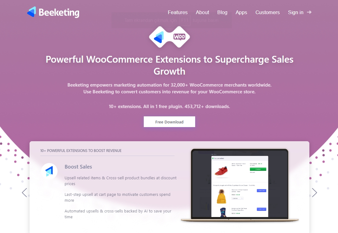 Beeketing for WooCommerce, WooCommerce Eklentisi
