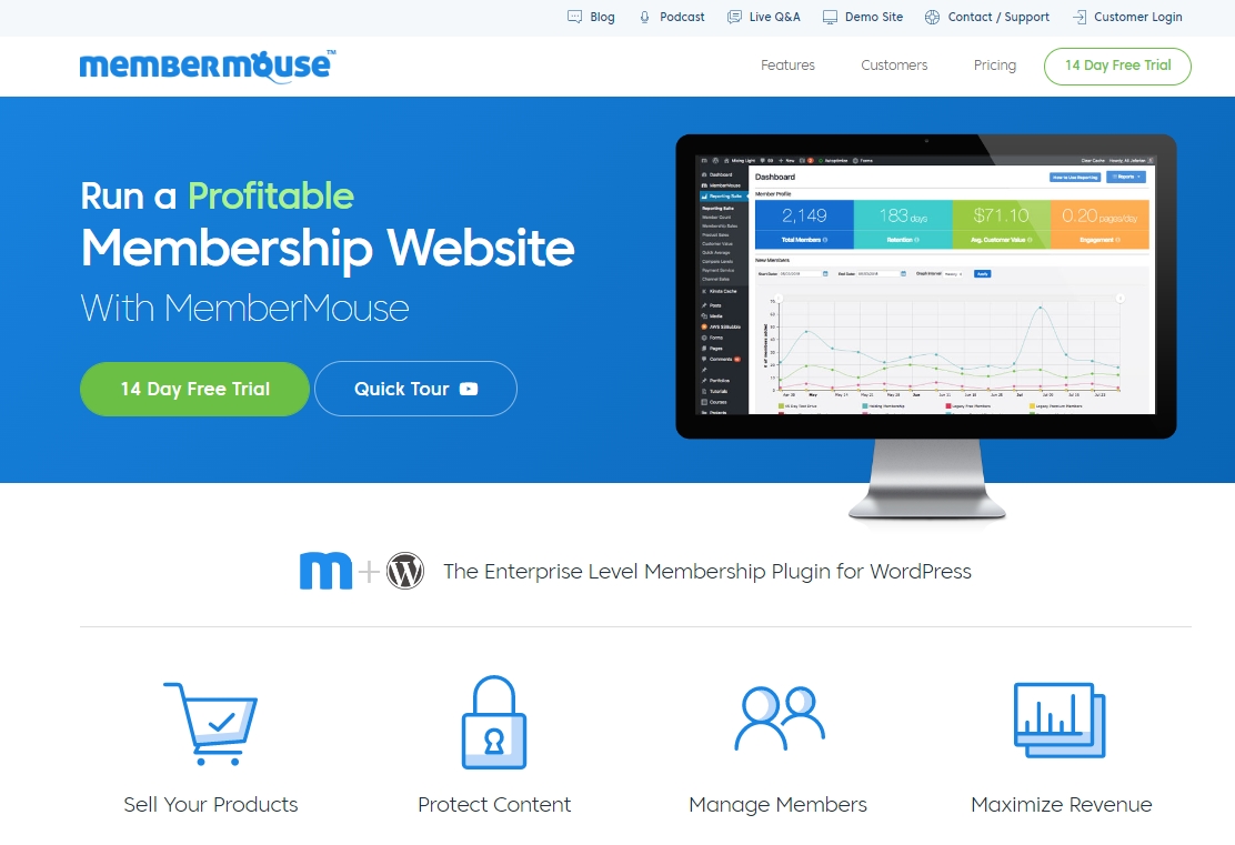 MemberMouse, Web sitesi üyelik sistemi