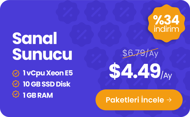 Yüksek Performanslı Sanal Sunucuza $4.49'a Sahip Olun!