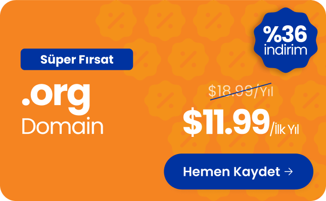 .ORG alan adını %36 indirimli sadece $11.99'a kaydedin!