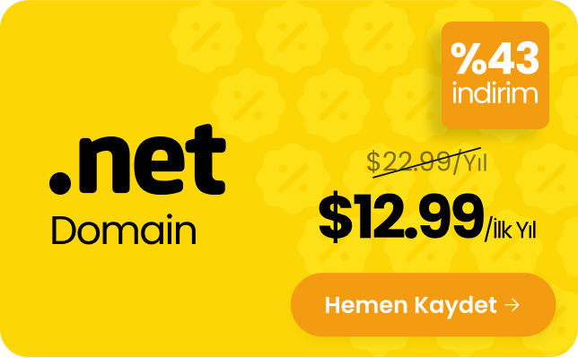 .NET alan adını şimdi sadece $12.99'a kaydedin!